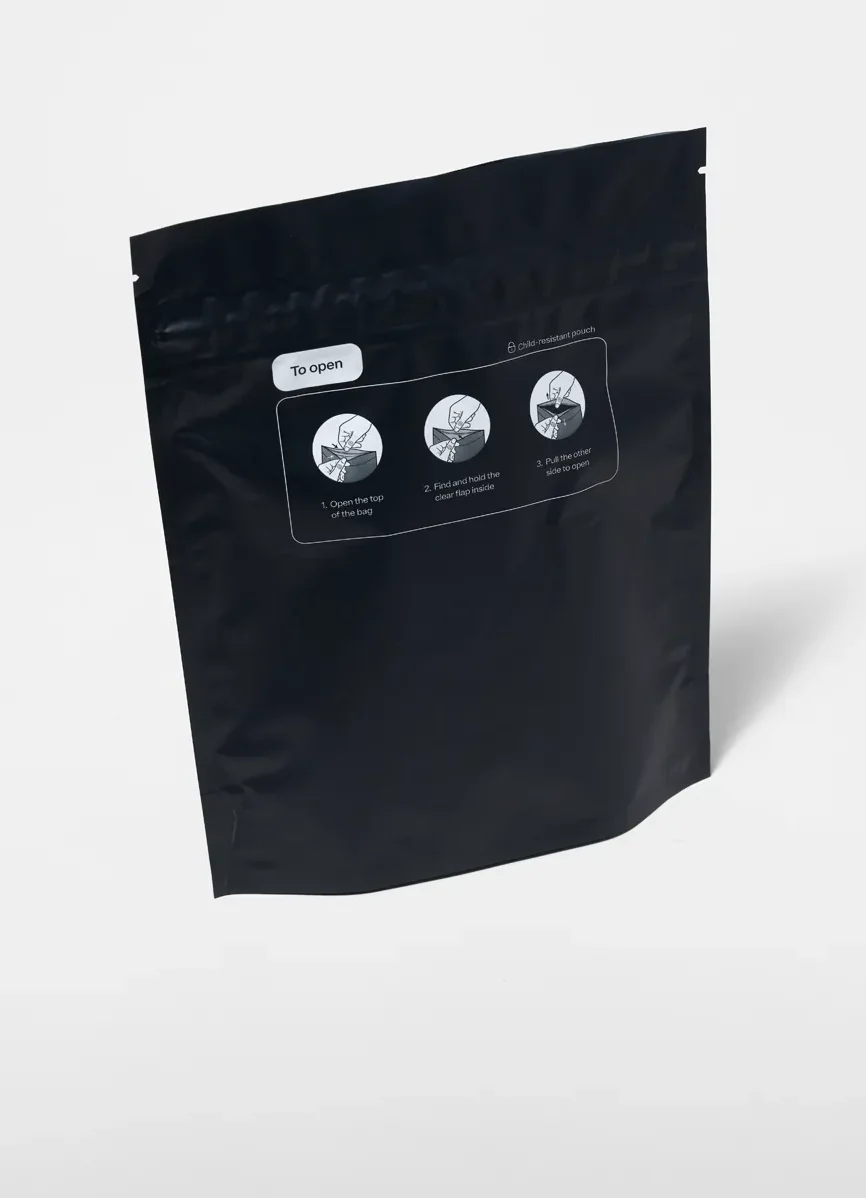 an image showing a black flexible packaging bag