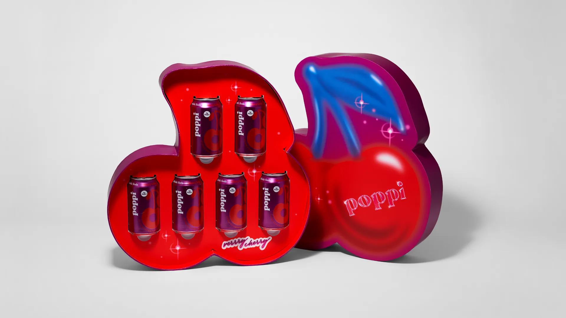 an image showing a poppi display packaging in the shape of a cherry