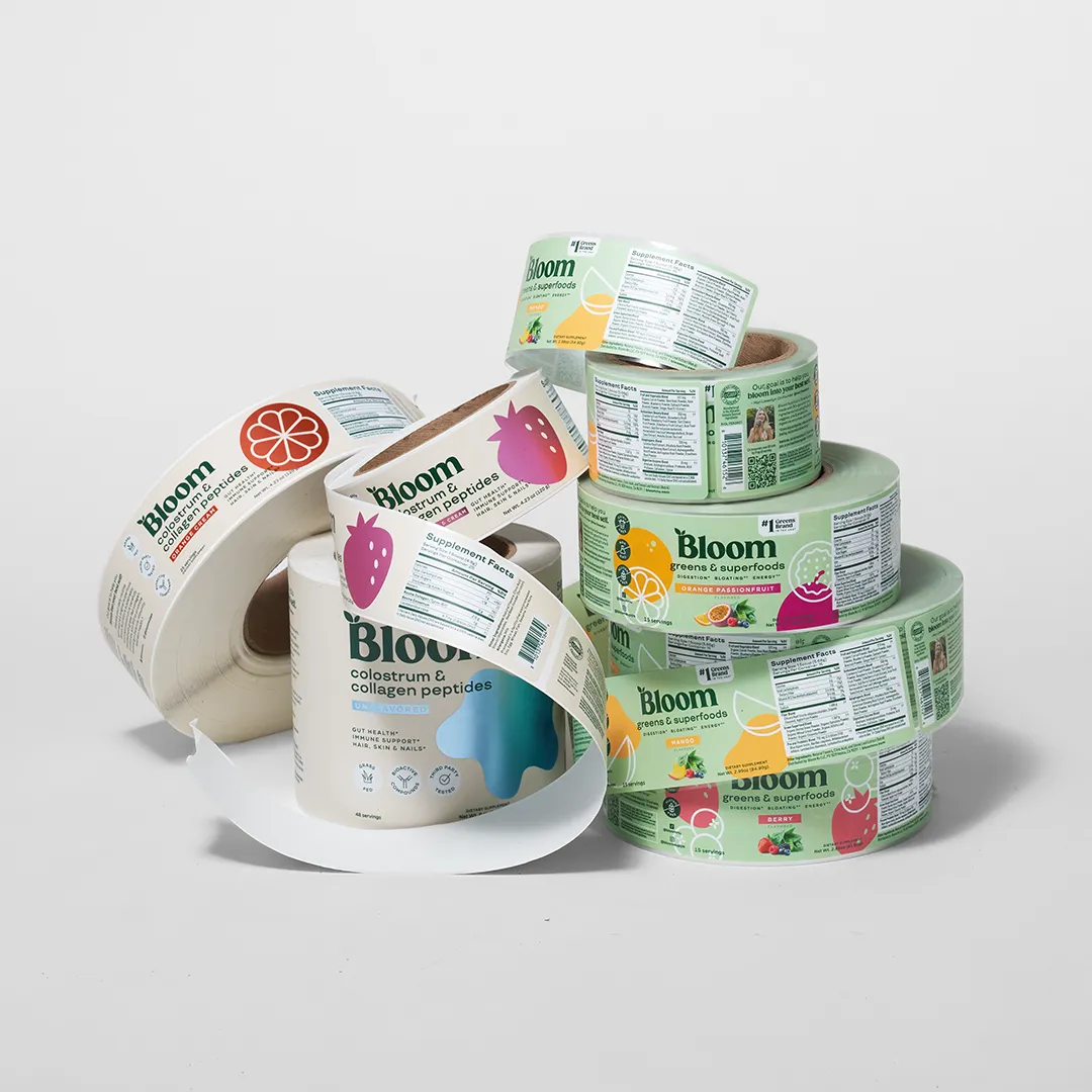 adhesive labels for bloom supplements