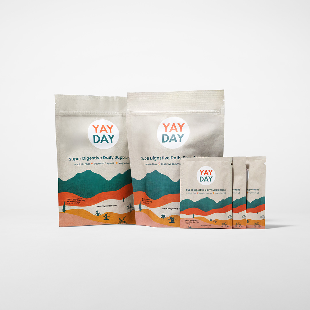 an image showing yay day's digestive supplement packaging