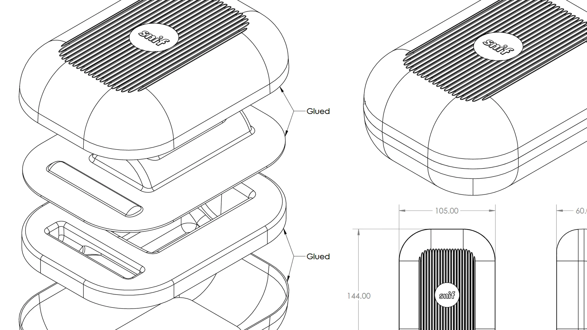 CAD design of snif's pulp paper packaging